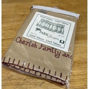 Park Designs‎ Holiday Valance 60x14" Cherish Family Stitch Red Tan Primative